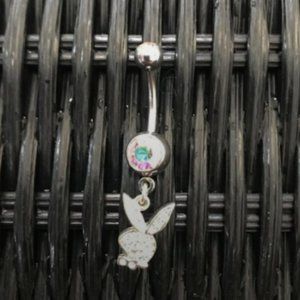 playboy dangly crystal belly button navel ring